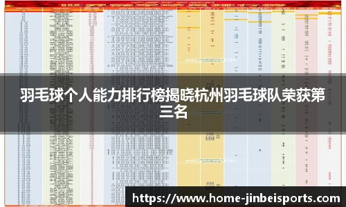 羽毛球个人能力排行榜揭晓杭州羽毛球队荣获第三名